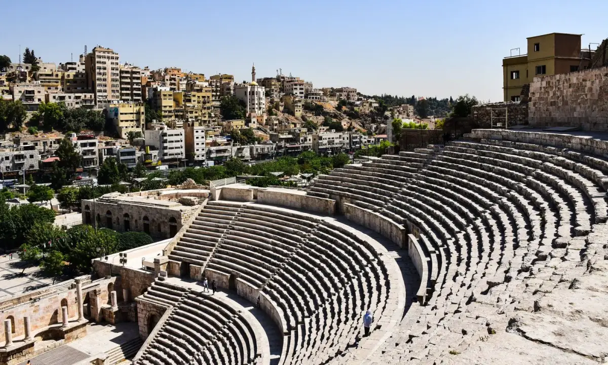 Amman’s Roman Theatre surrounded by the city