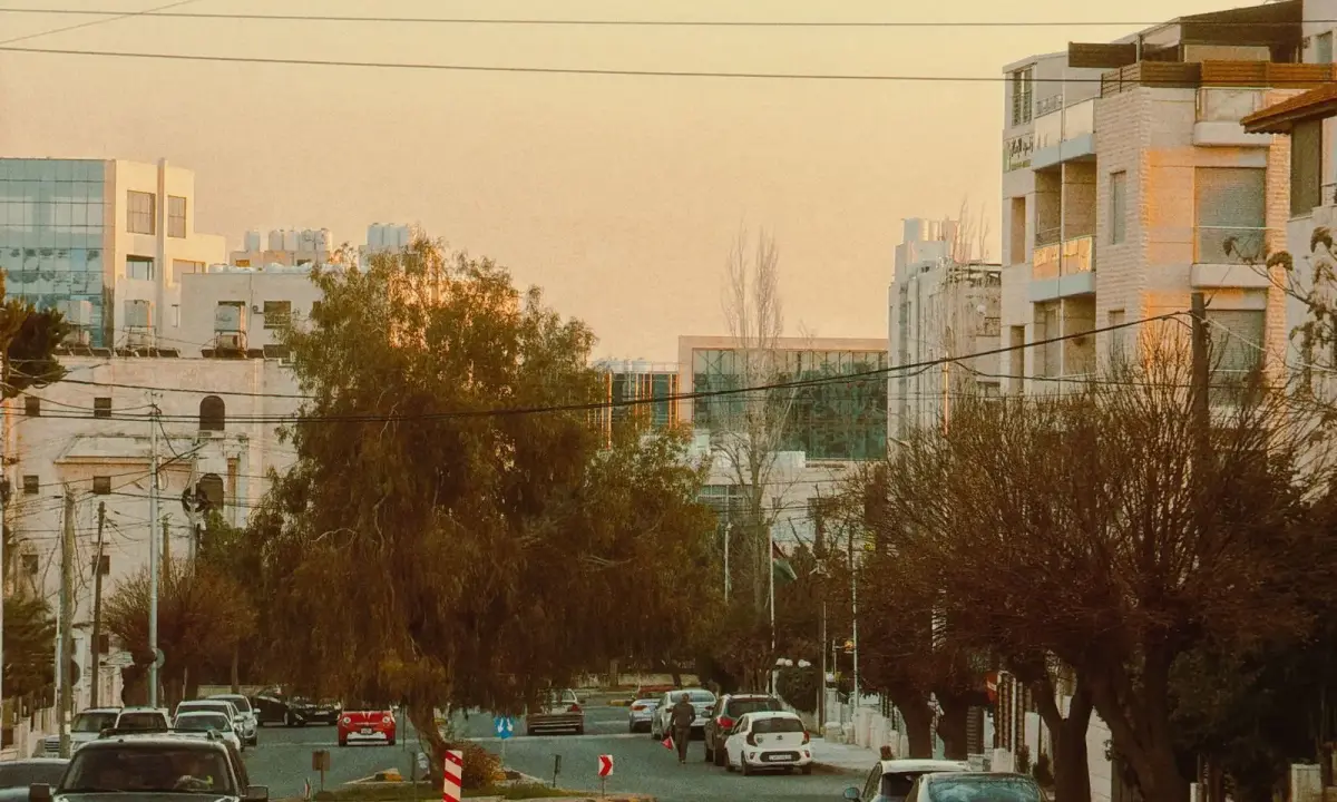 An Amman street at sunset