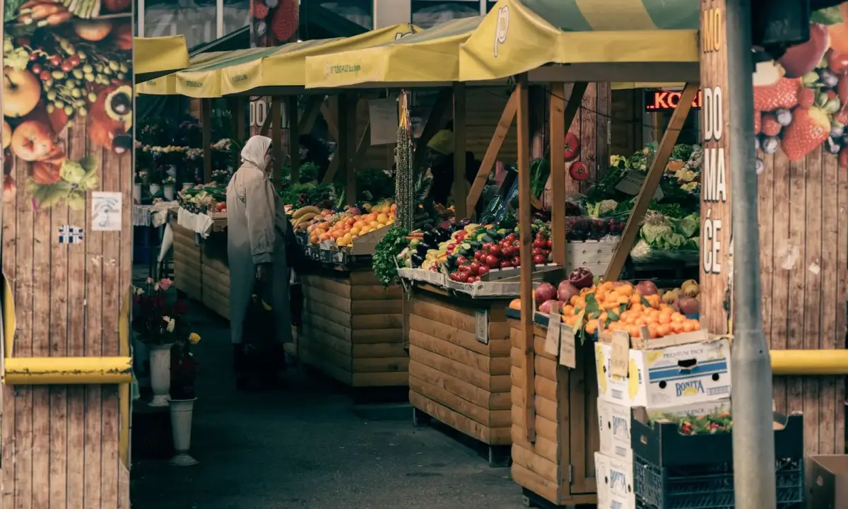 Fruit and vegetables at a market