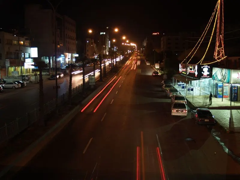 Downtown Amman at night.