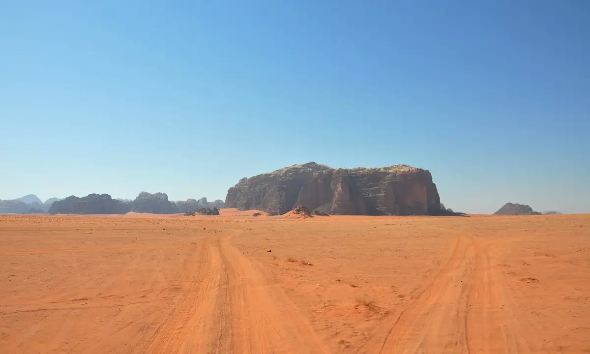 Sandstone formations in Wadi Rum.