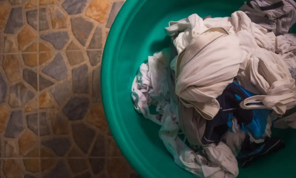 Clothes in a laundry basket